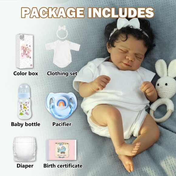 18 Inch Reborn Baby Doll Black Boy Realistic Newborn African American Gift - Picture 6 of 9